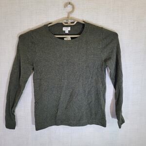 J Crew Teddie Long Sleeve Sweater Womens Med Green Cotton Wool Preppy New